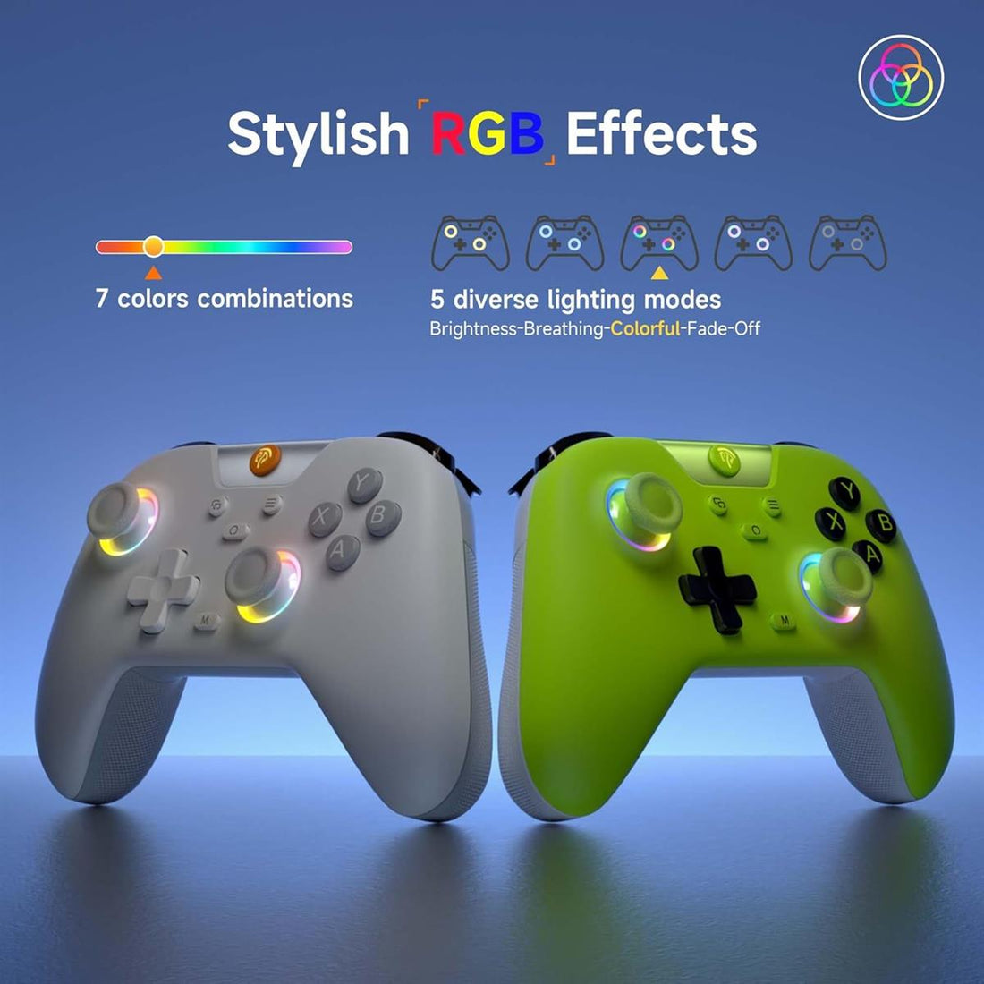 EasySMX X05 Gaming Controller  White – Hall Effect Precision, RGB Lights & Multi-Platform Play