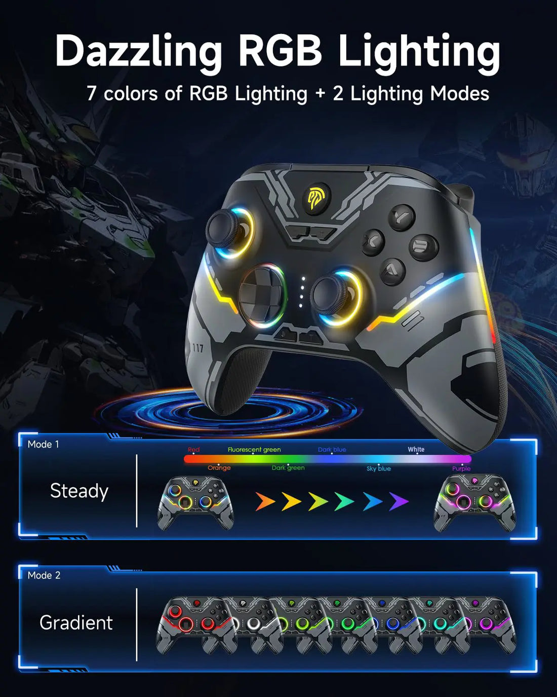 EasySMX X15 Black – RGB Tri-Mode Wireless Controller with Hall Effect Sensors