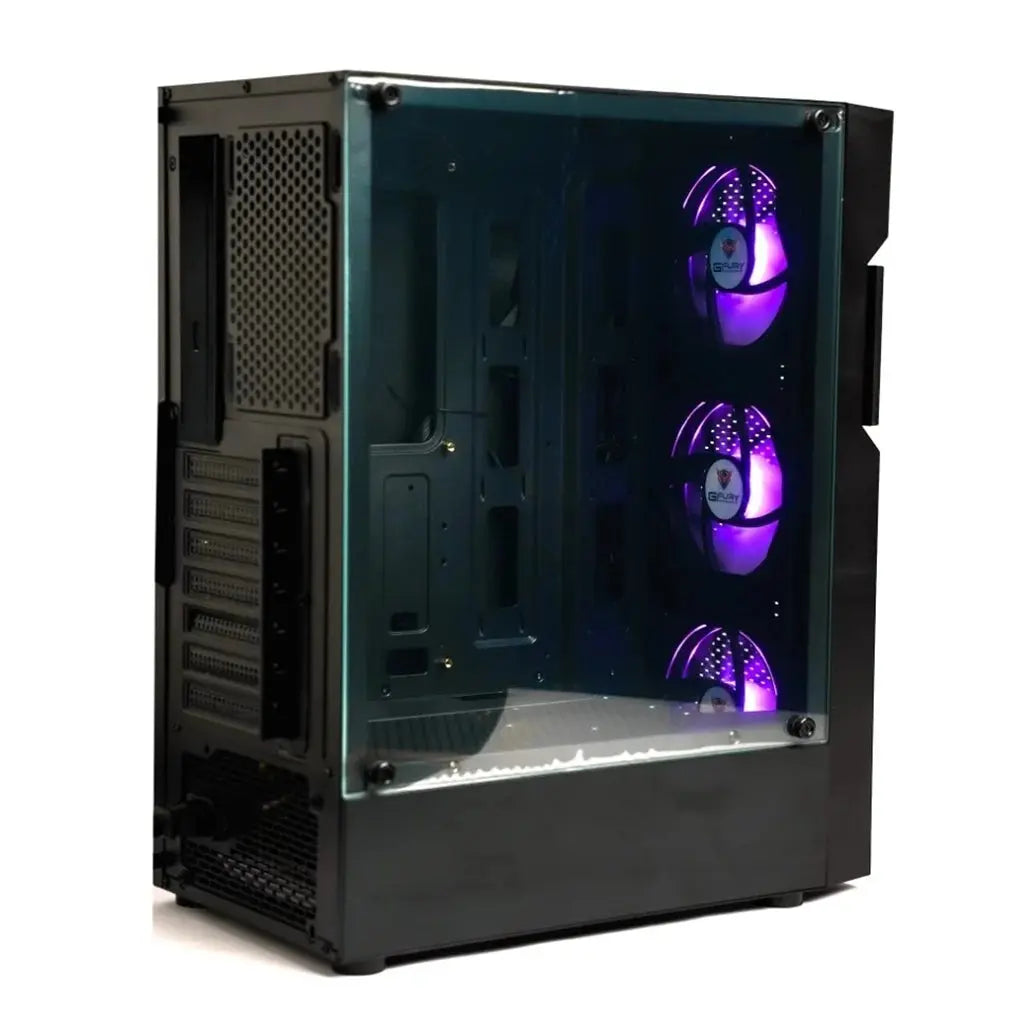 GFury Edge GF-2200 Mid-Tower ATX Gaming Case Black – Tempered Glass, 3x ARGB Fans, ATX Support