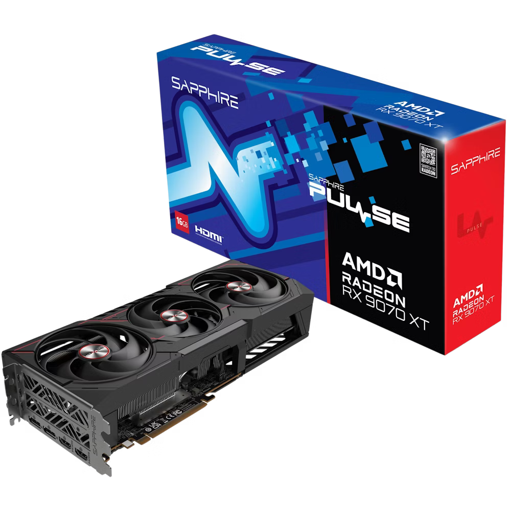 Sapphire Pulse Radeon RX 9070 XT 16GB GDDR6 Graphics Card | RDNA 4 Architecture | PCIe 5.0 | 4K Ultra Gaming GPU