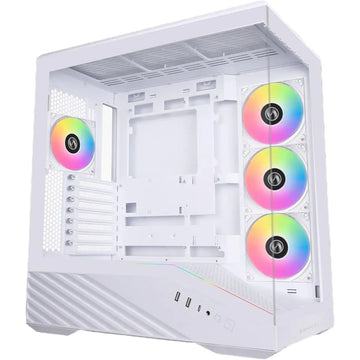LIAN LI Vector V100 White – Mid Tower PC Case, Dual Tempered Glass, 4 ARGB Fans & Fan Breakout Board, 270° Visibility