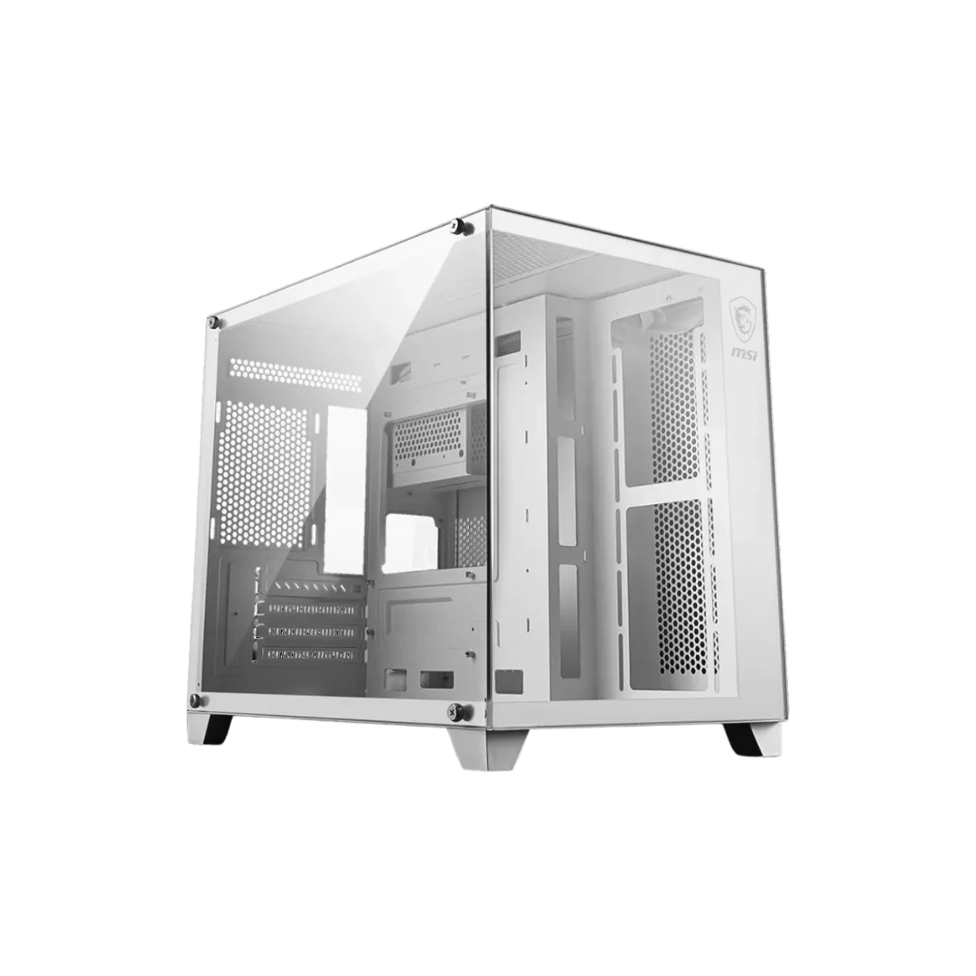 MSI PANO M100L – White Panoramic Mid-Tower Gaming Case (No Fans)