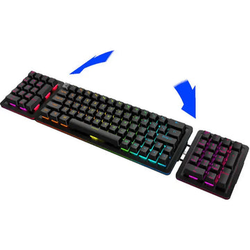 Mountain Everest 60 Compact RGB Mechanical Keyboard, 64-Key Layout, Aluminum Frame, Hot-Swappable, NKRO, PBT Double-Shot Keycaps, USB-C – Midnight Black/Gateron Milky Yellow Switch / Blue Switch (Everest 60 Numpad Bundled)