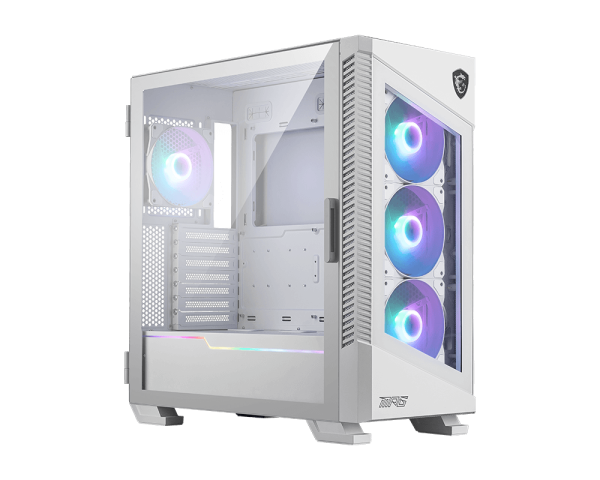 MSI MPG VELOX 100R – White ARGB Mid-Tower Gaming Case with 4 Fans