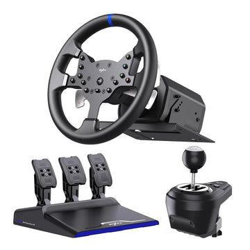 PXN V99 PC Racing Wheel – Real Force Feedback Steering Wheel with Pedals & Shifter, 270°/900° Detachable, PC/Xbox/PS4 Compatible