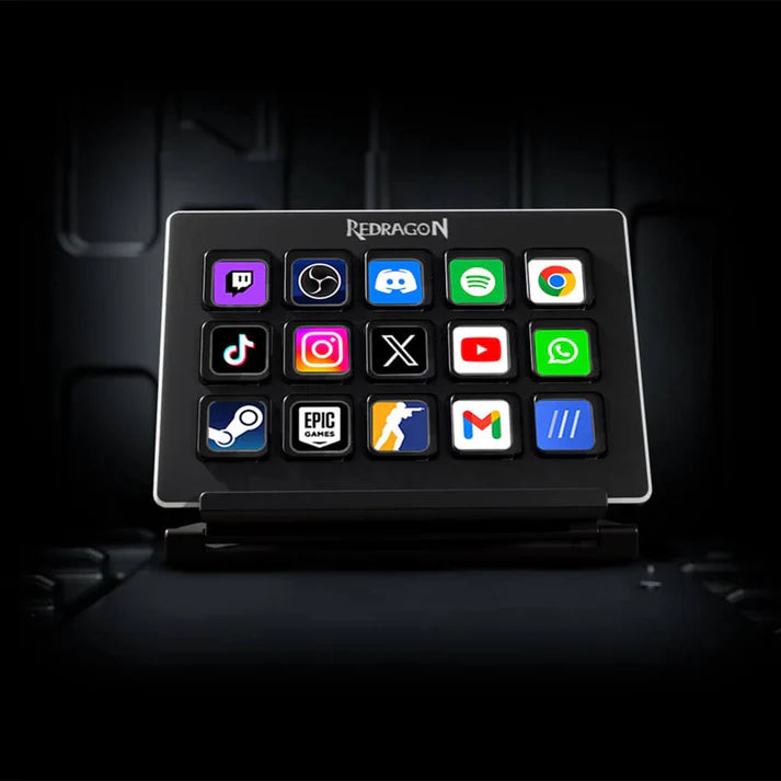 Redragon SS-550 Streamcraft 15 Customized LED Keys – Professional Streaming Control Deck in Pakistan | Daddu Charger Gaming Store