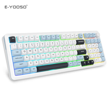 E-YOOSO Z98 White Blue Light Mechanical Gaming Keyboard Price in Pakistan | Hot-Swappable RGB 98-Key Keyboard | PBT Keycaps