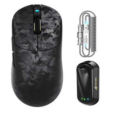 Attack Shark RS3 Ultra Wireless Gaming Mouse – PAW3955 MAX, 52,000 DPI, Dual 8K Polling, Nordic 54L15 MCU, 100M Optical Switches – Black