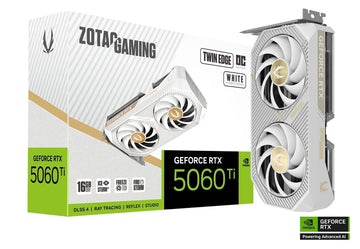 ZOTAC GAMING GeForce RTX 5060 Ti 16GB Twin Edge OC White Edition – GDDR7, PCIe 5.0, Dual Fan Gaming Graphics Card